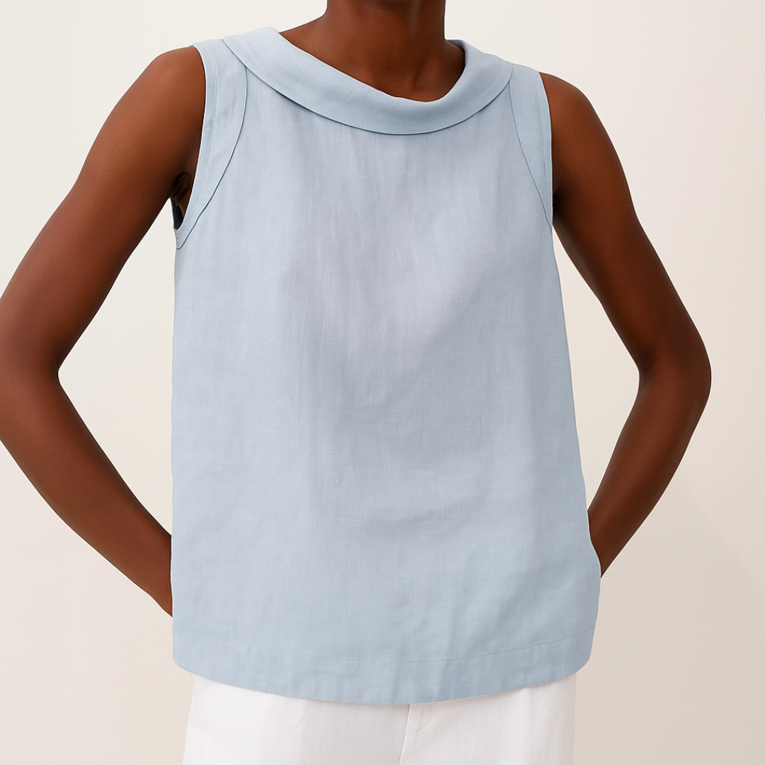 Avice – Sleeveless Roll Collar Top