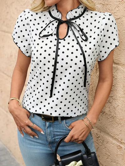 Zinnia – Ruffle Tie-Neck Blouse