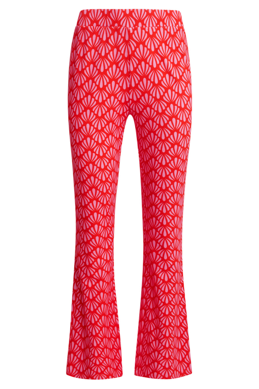 25041 Flared Leggings Met  Schelpenprint | Red-Pink