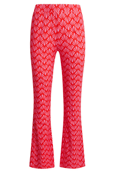 25041 Flared Leggings Met  Schelpenprint | Red-Pink