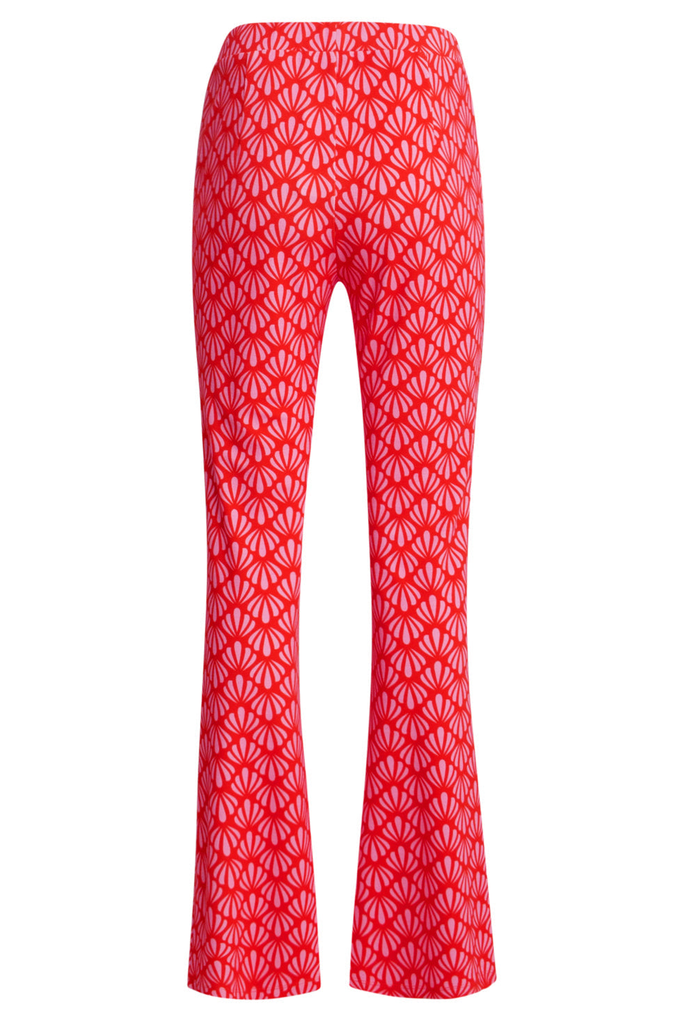 25041 Flared Leggings Met  Schelpenprint | Red-Pink