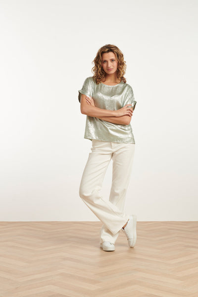 Light Metallic Top | Soft Green
