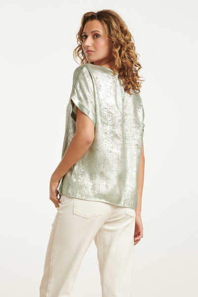 Light Metallic Top | Soft Green