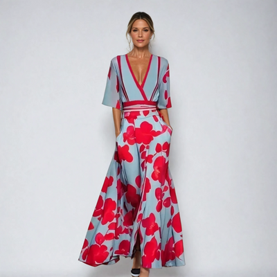 Xenovia – V-Neck Floral Maxi Dress