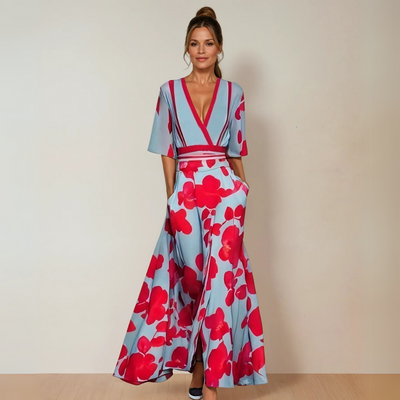 Xenovia – V-Neck Floral Maxi Dress