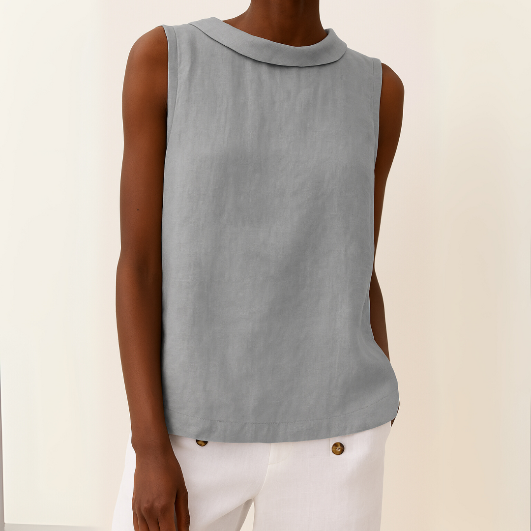 Avice – Sleeveless Roll Collar Top