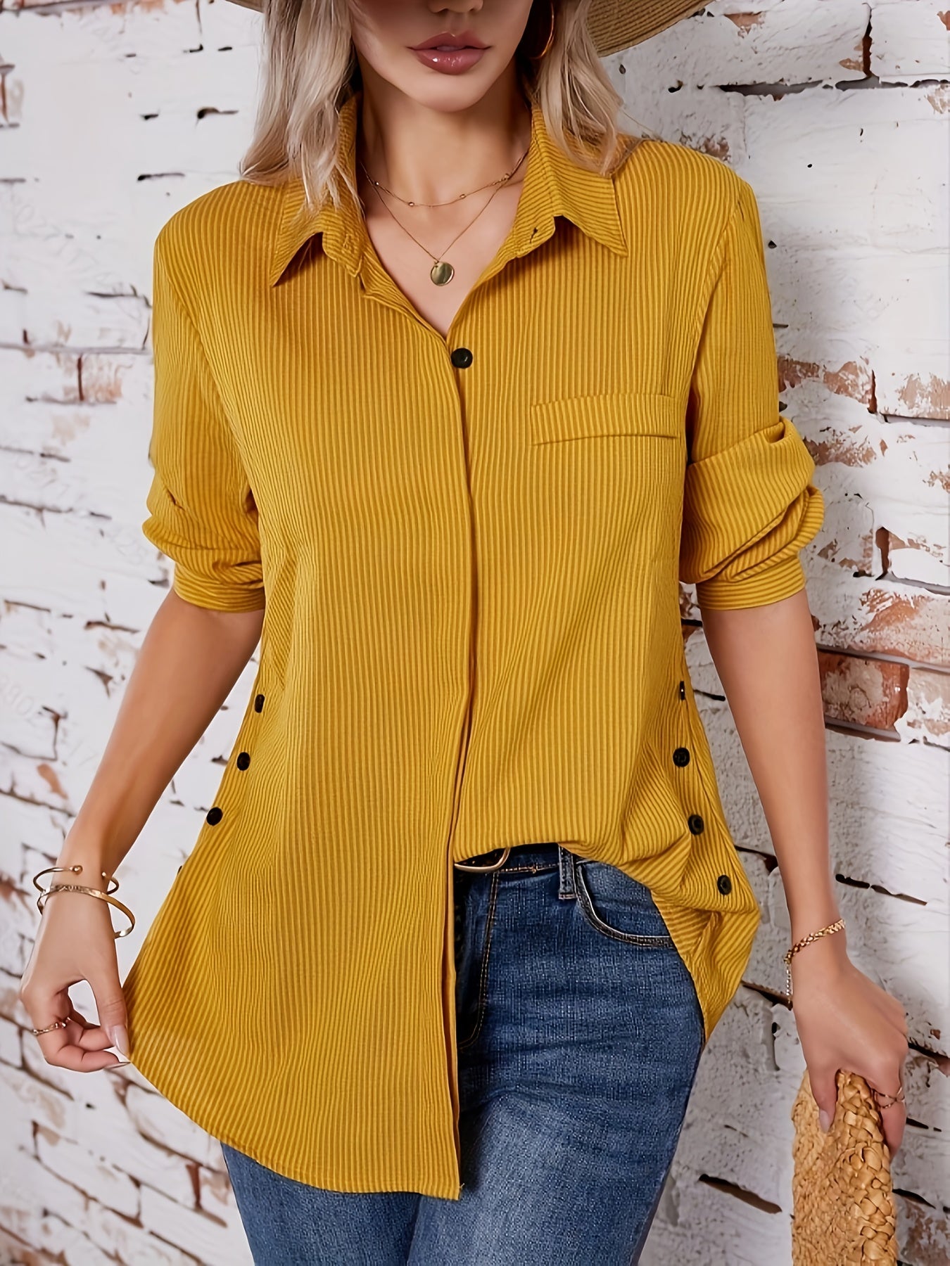 Valerie – Textured Button Detail Blouse