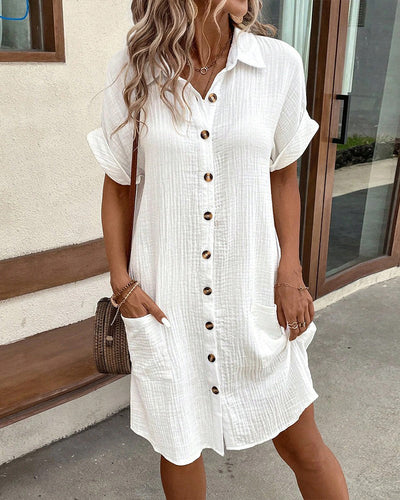 Yvonna™ Short Sleeve Collar Dress