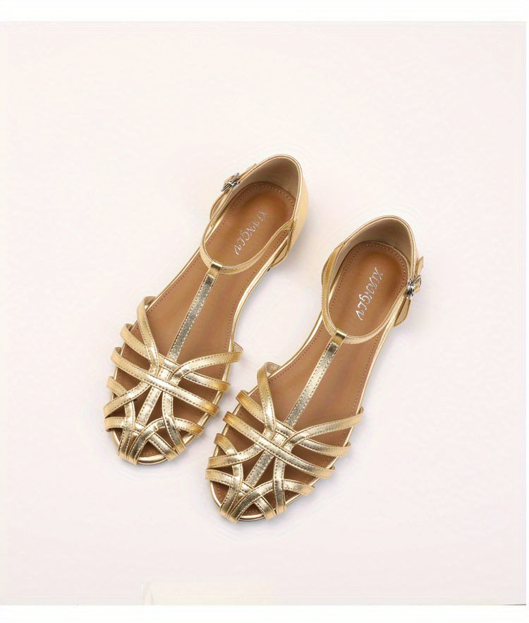 Golda™ Retro Buckled Flat Sandals
