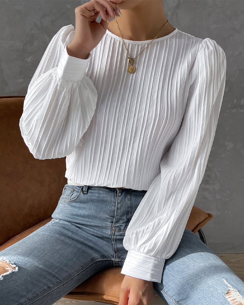 Edith – Textured Long Sleeve Blouse