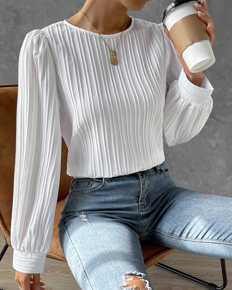 Edith – Textured Long Sleeve Blouse