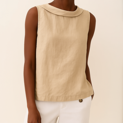Avice – Sleeveless Roll Collar Top