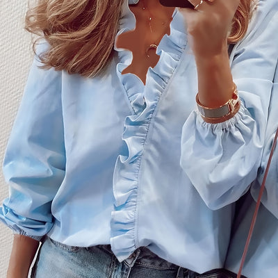 Angeline – Ruffled V-Neck Blouse