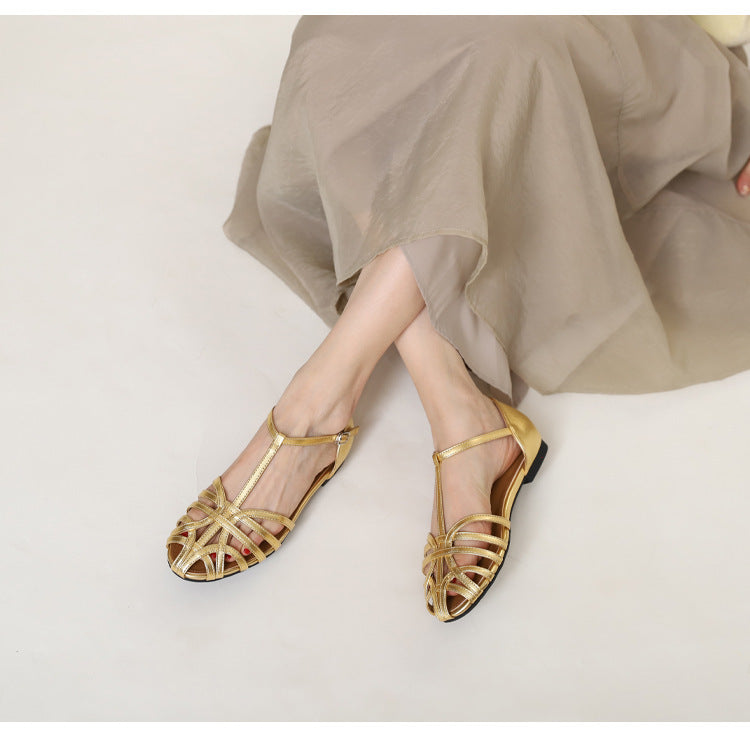 Golda™ Retro Buckled Flat Sandals