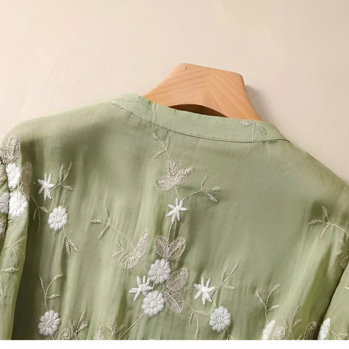 Arisa – Embroidered Sheer Button Blouse