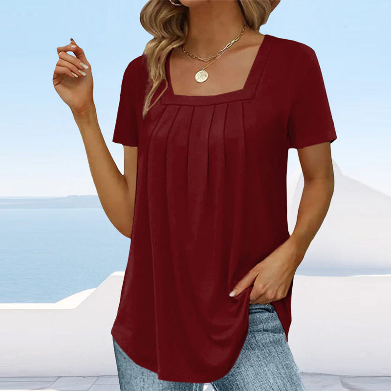 Danielle – Pleated Square Neck Top