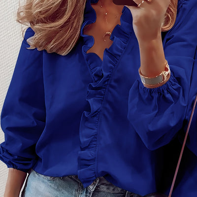 Angeline – Ruffled V-Neck Blouse