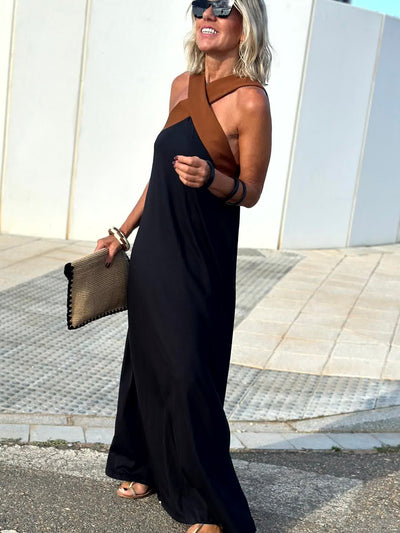 Sienna | Elegant Backless Dress with a Trendy Crossover Neck