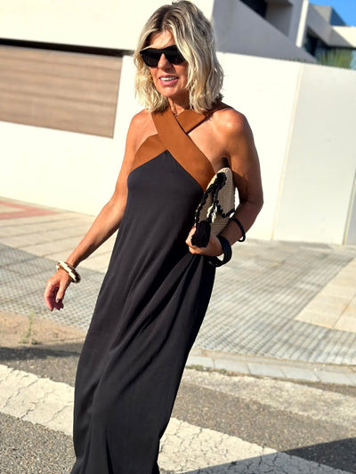 Sienna | Elegant Backless Dress with a Trendy Crossover Neck
