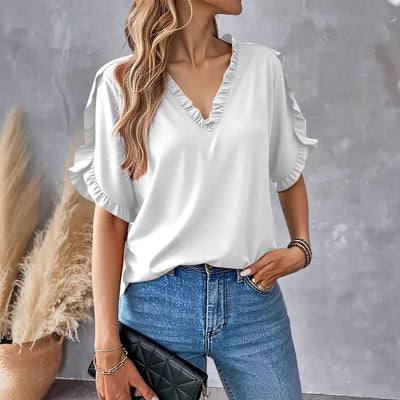Scarlette – Ruffle Trim V-Neck Blouse