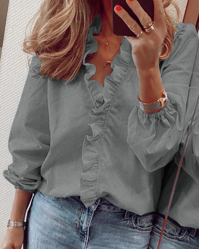 Claudia – Ruffled V-Neck Blouse