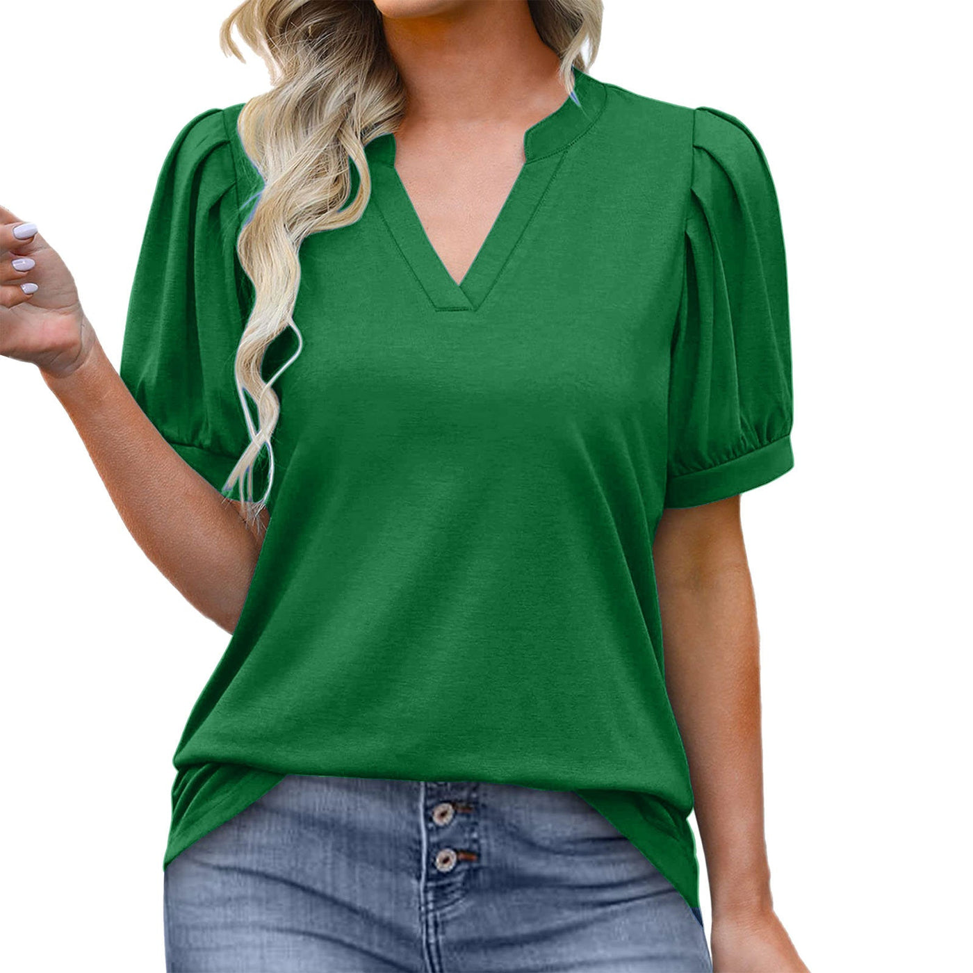 Marit – V-Neck Puff Sleeve Blouse