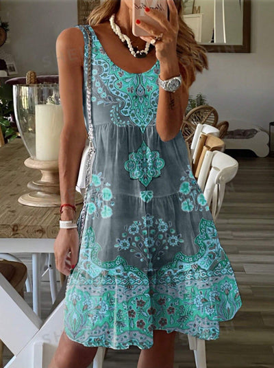 Nina – Sleeveless Boho Print Sundress