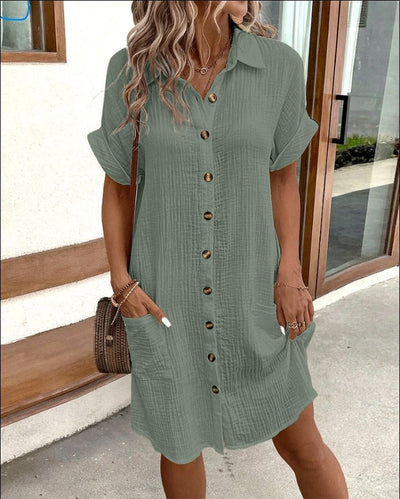 Yvonna™ Short Sleeve Collar Dress