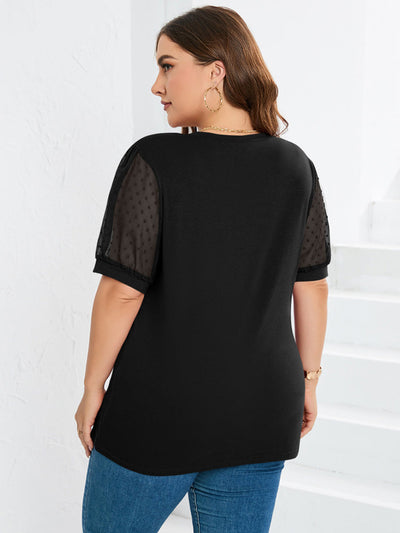 Elowen – Dotted Sheer Sleeve V-Neck