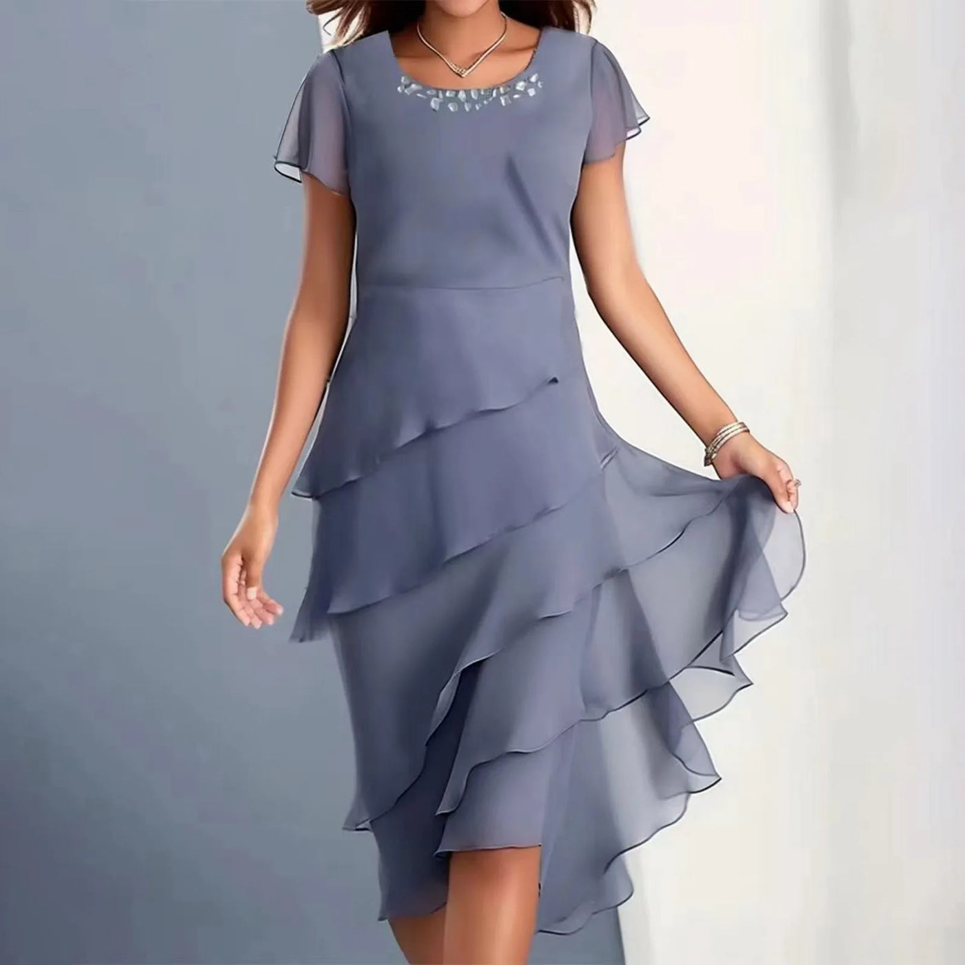 Bria™ Ruffles Layered Elegant Dress