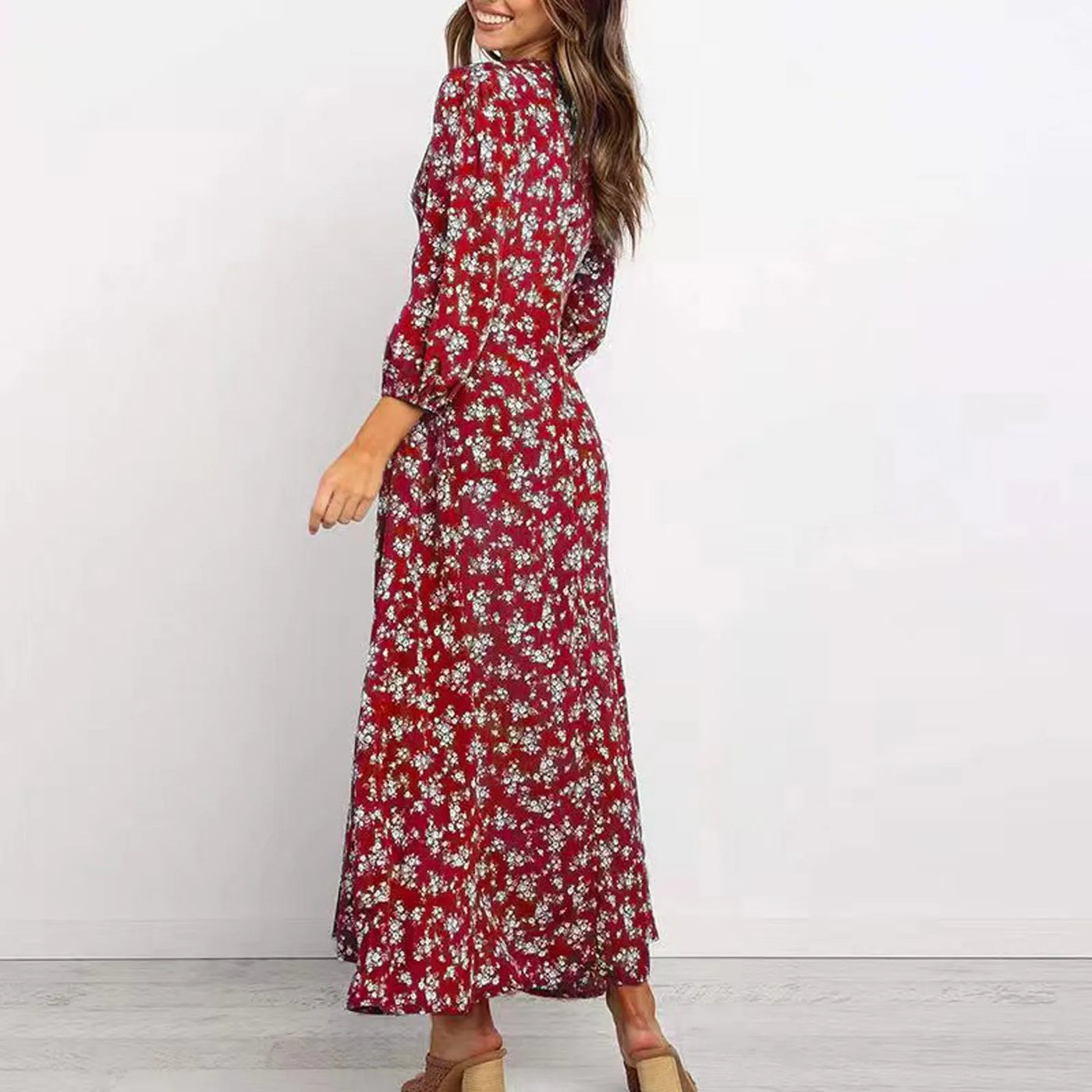Melina™ Bohemian Floral Print Long Dress