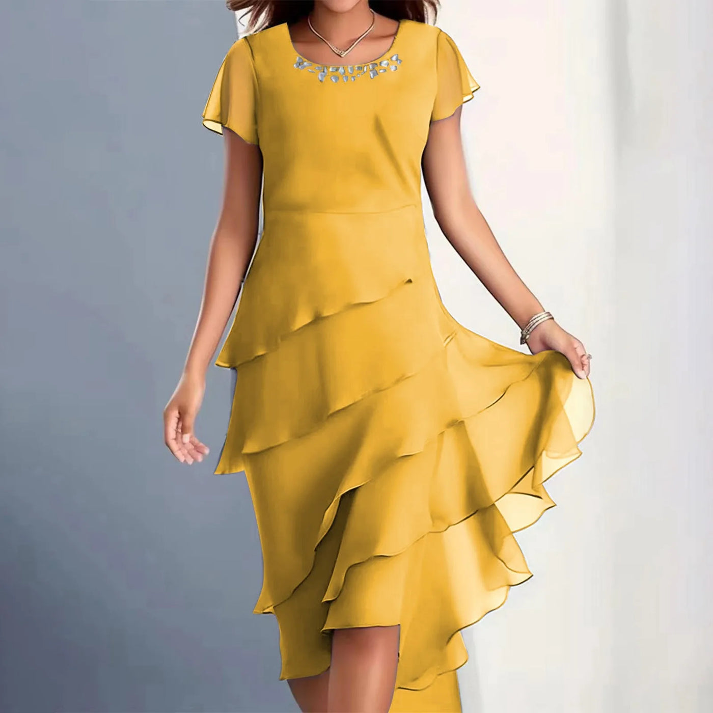 Bria™ Ruffles Layered Elegant Dress