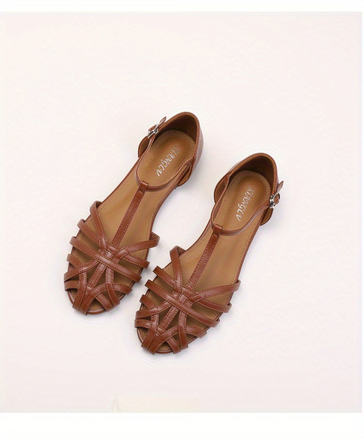 Golda™ Retro Buckled Flat Sandals