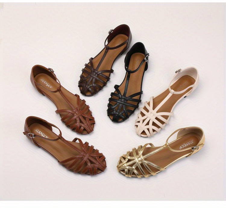 Golda™ Retro Buckled Flat Sandals
