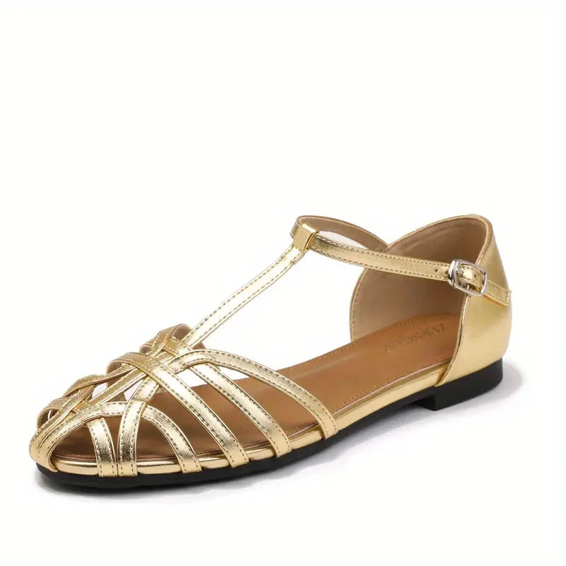 Golda™ Retro Buckled Flat Sandals