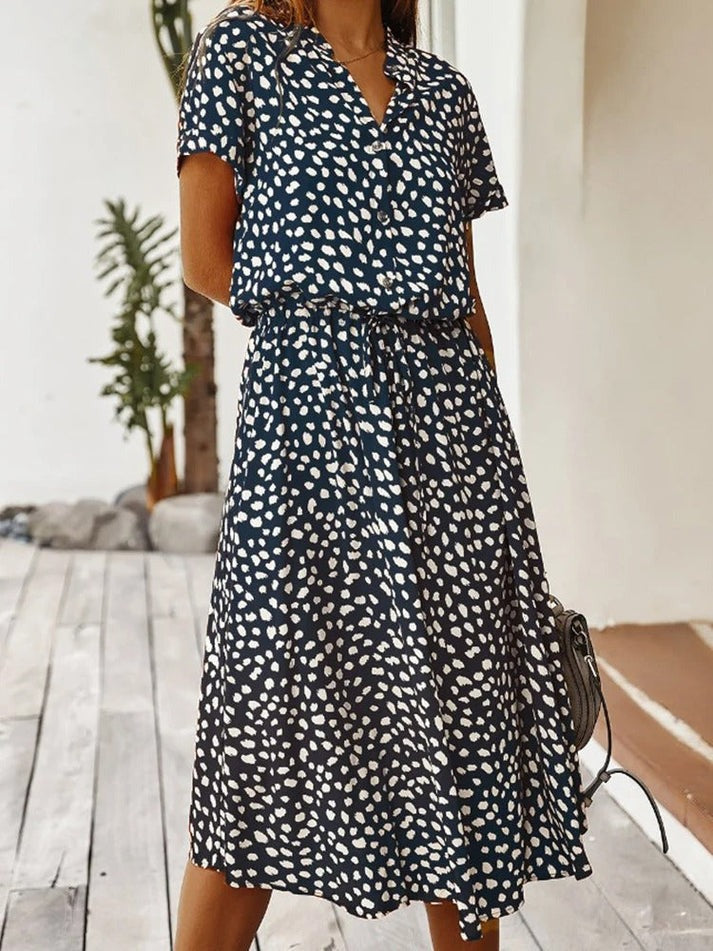 Amiya – Printed Button-Up Midi Dress