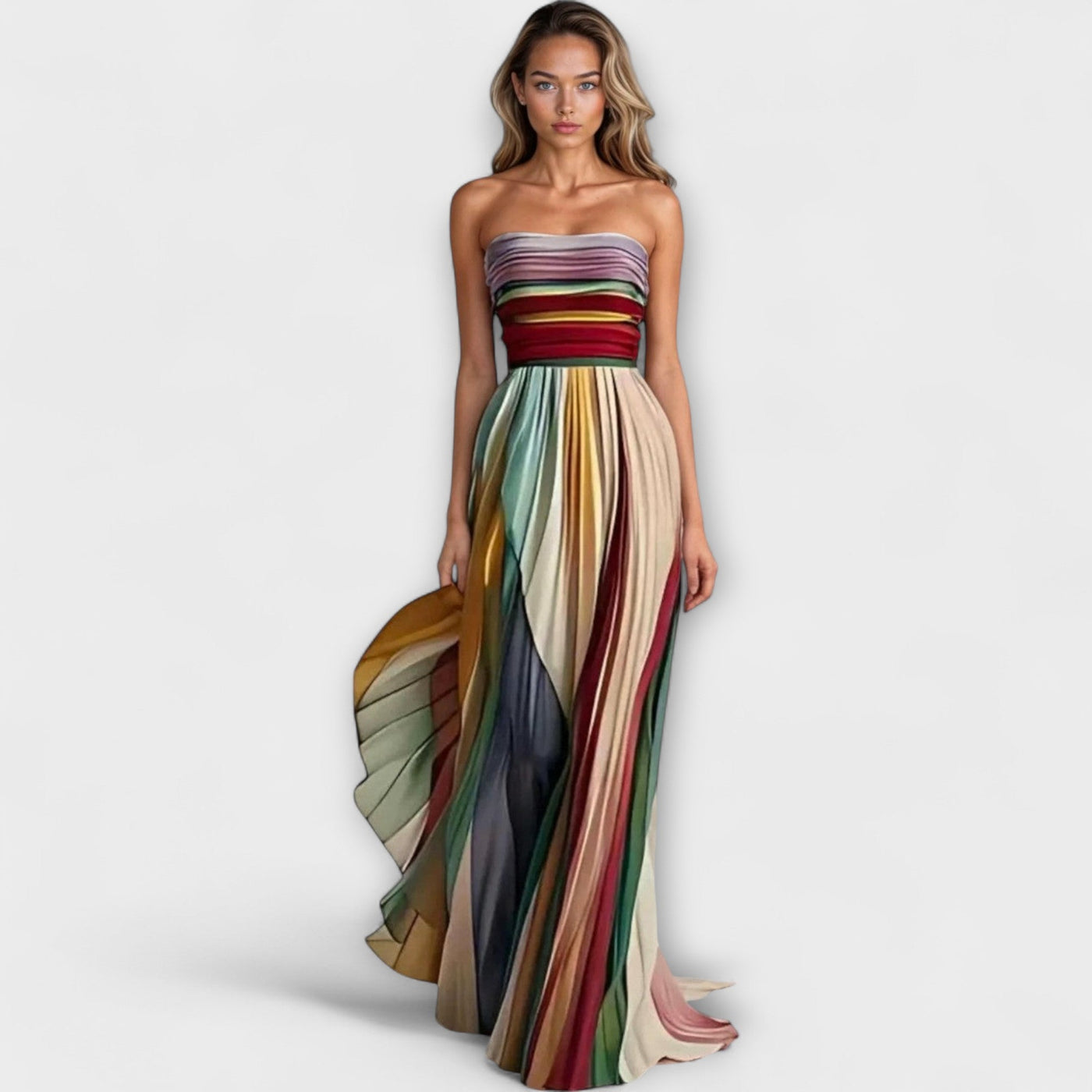 Solara – Colorful Strapless Dress